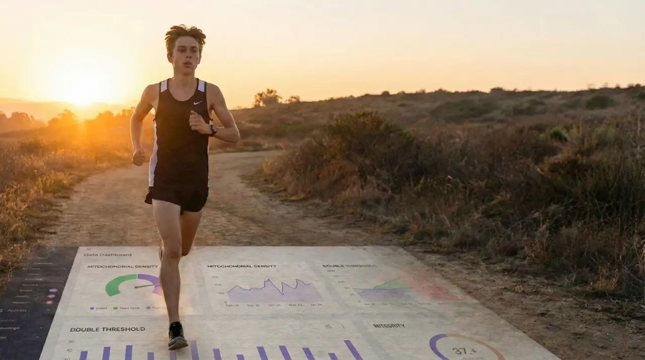 runner alongside data chart xc workouts