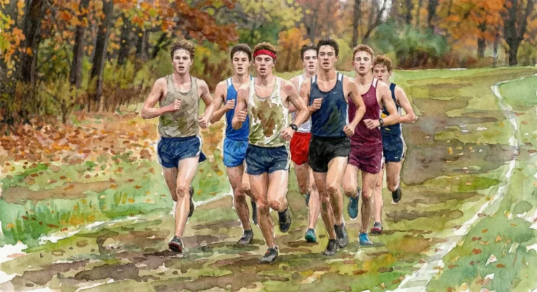 high school runners in a pack doing a Canova style workout