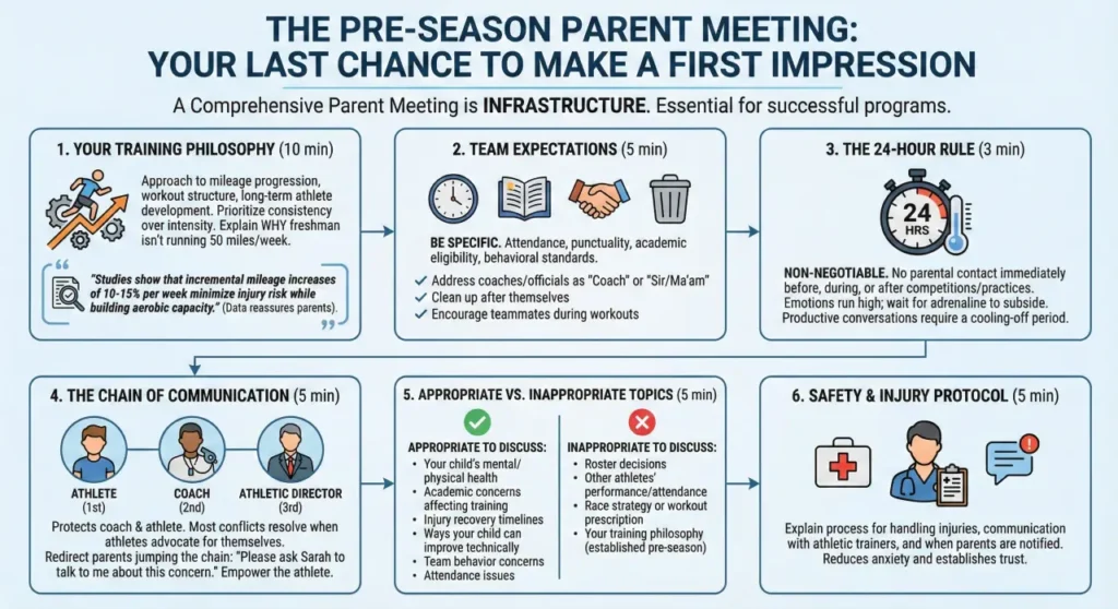 Parent Meeting topics to cover for track and xc coaches