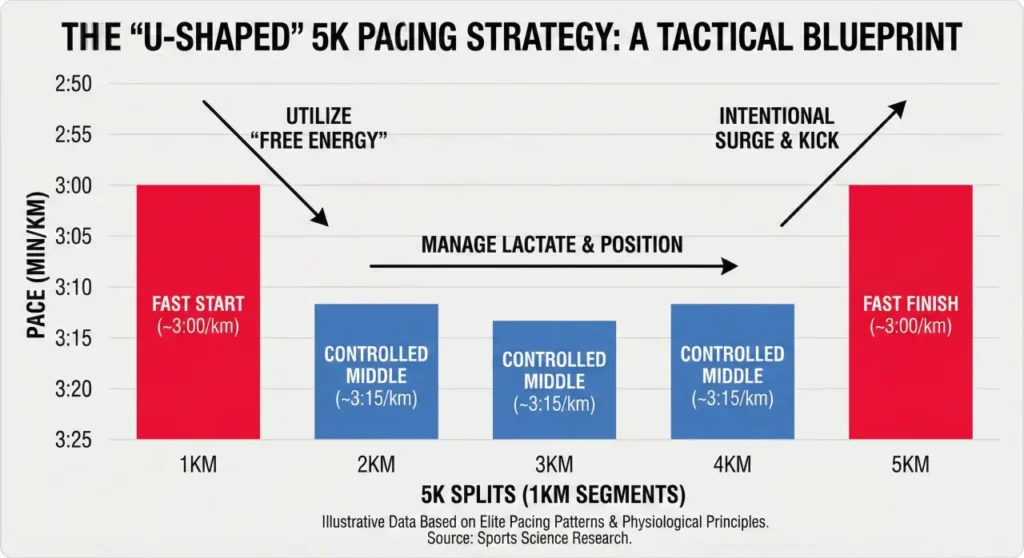chart showing strategic flush method of 5k racing