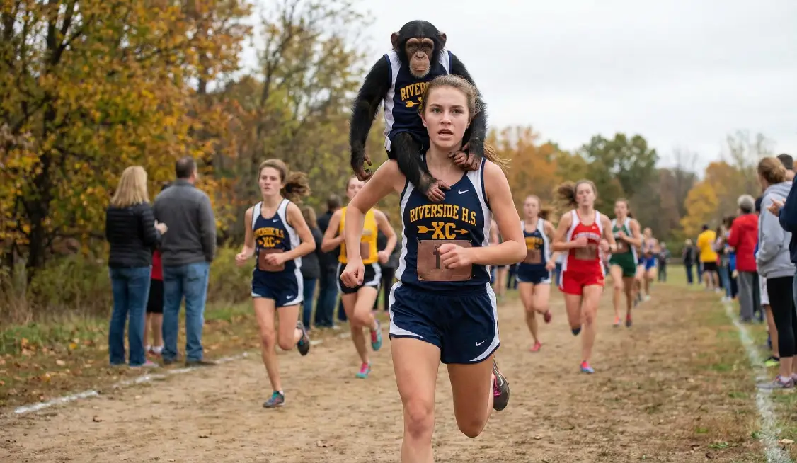 xc runner with monkey on her back
