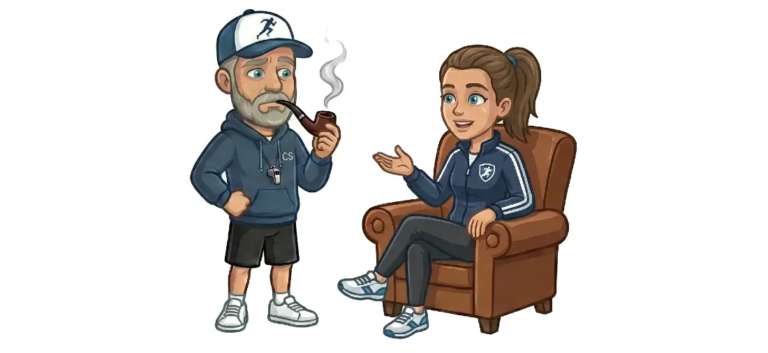 A coach talking to an athlete