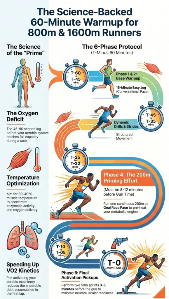 pre-race warmup for 800m and 1600m
