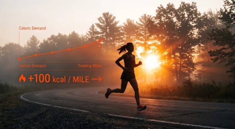 A girl running in the morning through the park as the sun rises